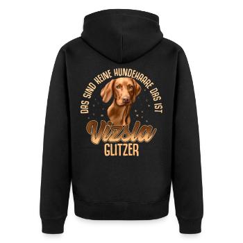 Vizsla Hund Hunderasse Geschenk - Unisex Premium Bio Zip Hoodie - Schwarz - Hinten - Nico (187cm)