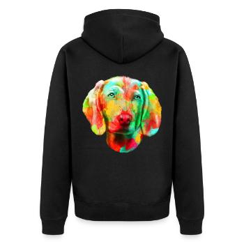 Weimaraner Hund Hunderasse - Unisex Premium Bio Zip Hoodie - Schwarz - Hinten - Nico (187cm)