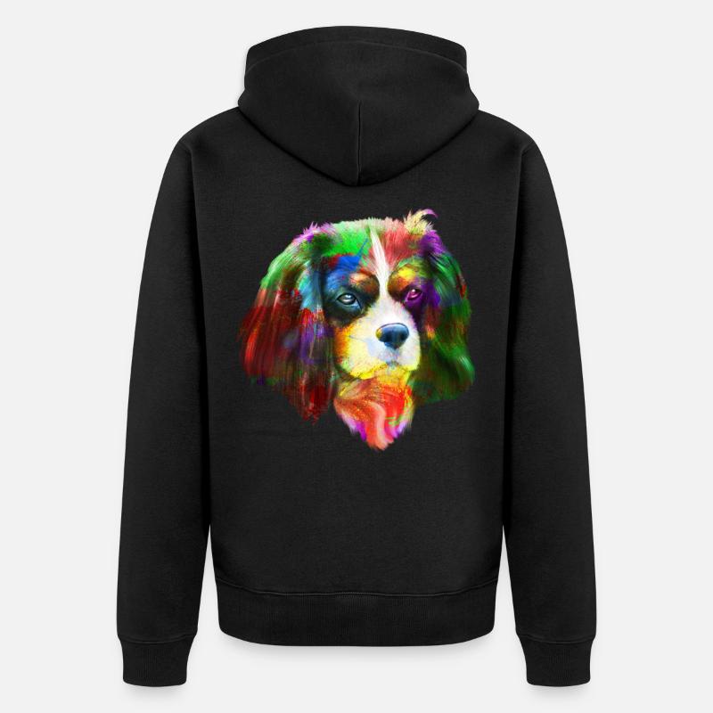 Chien Cavalier King Charles Spaniel - Veste à capuche bio Premium Unisexe - noir