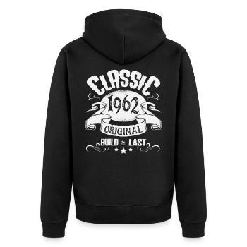 Birthday born in 1962 - Unisex Premium Organic Zip Hoodie - black - Back - Nico (187cm)