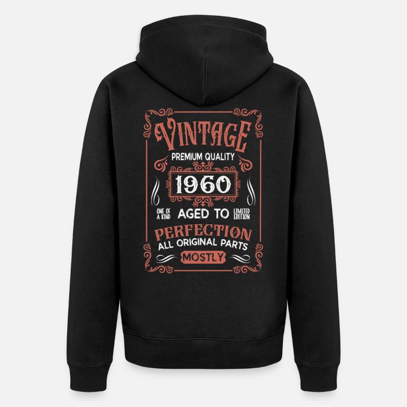 Anniversaire né en 1960 - Veste à capuche bio Premium Unisexe - noir