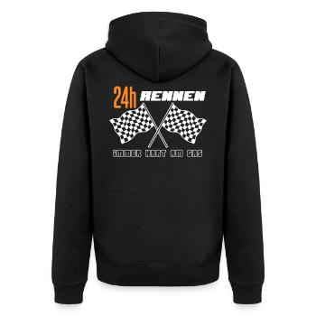 24H Rennen immer hart am Gas Geschwindigkeit Auto - Unisex Premium Bio Zip Hoodie - Schwarz - Hinten - Nico (187cm)