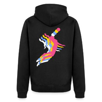 Volleyball Beachvolleyball - Unisex Premium Bio Zip Hoodie - Schwarz - Hinten - Nico (187cm)