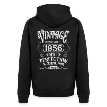 Birthday born in 1956 - Unisex Premium Organic Zip Hoodie - black - Back - Nico (187cm)