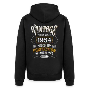 Birthday born in 1954 - Unisex Premium Organic Zip Hoodie - black - Back - Nico (187cm)