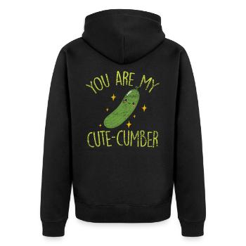 Gurke - Unisex Premium Bio Zip Hoodie - Schwarz - Hinten - Nico (187cm)
