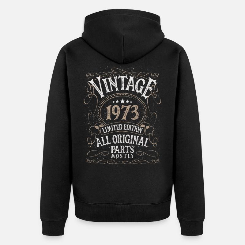 Anniversaire né en 1973 - Veste à capuche bio Premium Unisexe - noir