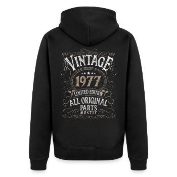 Birthday born in 1977 - Unisex Premium Organic Zip Hoodie - black - Back - Nico (187cm)