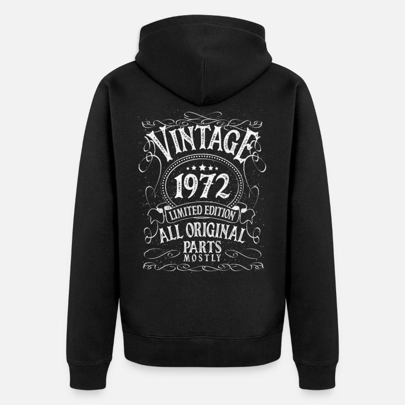 Anniversaire né en 1972 - Veste à capuche bio Premium Unisexe - noir