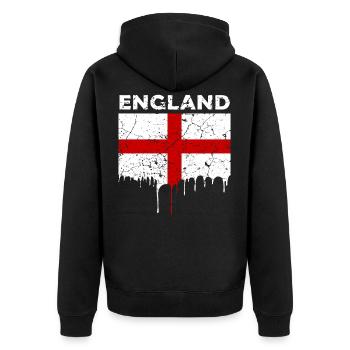 England Flagge - Unisex Premium Bio Zip Hoodie - Schwarz - Hinten - Nico (187cm)