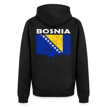 Bosnia flag - Unisex Premium Organic Zip Hoodie - black - Back - Nico (187cm)