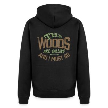Forest - Unisex Premium Organic Zip Hoodie - black - Back - Nico (187cm)