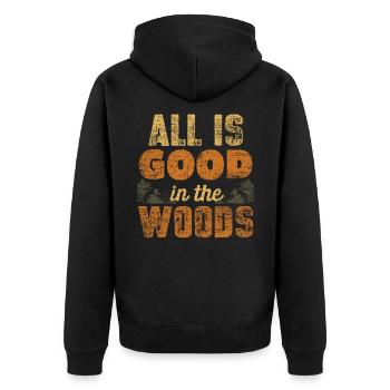 Forest - Unisex Premium Organic Zip Hoodie - black - Back - Nico (187cm)