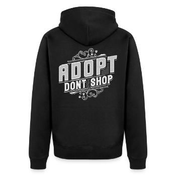adopt dont shop - Tierheim - Haustier - Katze Hund - Unisex Premium Bio Zip Hoodie - Schwarz - Hinten - Nico (187cm)