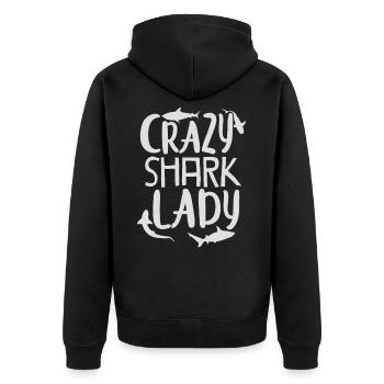 shark - Unisex Premium Organic Zip Hoodie - black - Back - Nico (187cm)