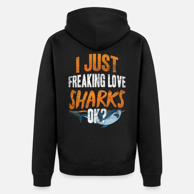 requin - Veste à capuche bio Premium Unisexe - noir