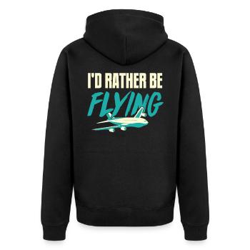 pilot - Unisex Premium Organic Zip Hoodie - black - Back - Nico (187cm)