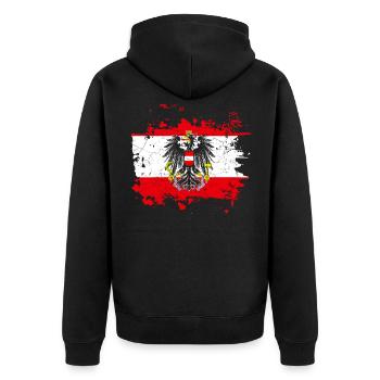 Österreich Flagge Wappen Adler - Unisex Premium Bio Zip Hoodie - Schwarz - Hinten - Nico (187cm)