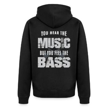 Bass Gitarre - Unisex Premium Bio Zip Hoodie - Schwarz - Hinten - Nico (187cm)