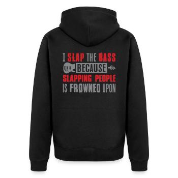 Bass Gitarre - Unisex Premium Bio Zip Hoodie - Schwarz - Hinten - Nico (187cm)