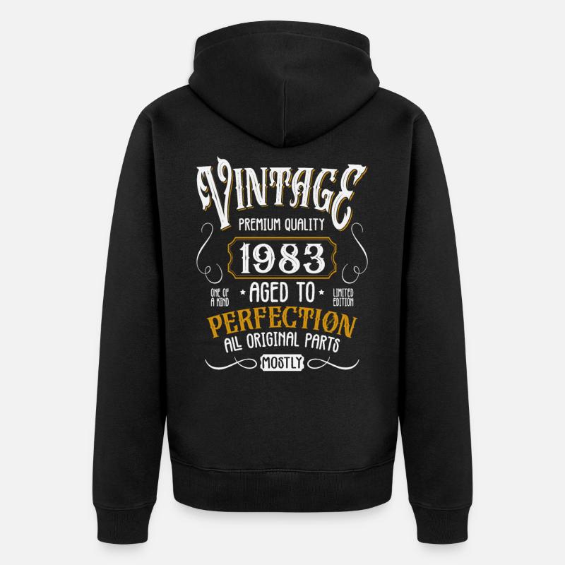 Anniversaire né en 1983 - Veste à capuche bio Premium Unisexe - noir