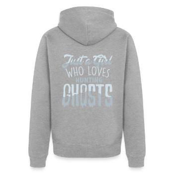 ghosts - Unisex Premium Organic Zip Hoodie - heather grey - Back - Nico (187cm)