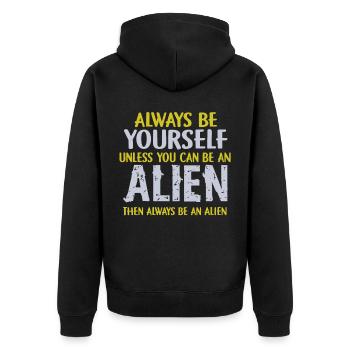 Alien - Unisex Premium Bio Zip Hoodie - Schwarz - Hinten - Nico (187cm)