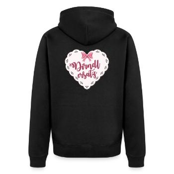 Dirndl Ersatz - Unisex Premium Bio Zip Hoodie - Schwarz - Hinten - Nico (187cm)