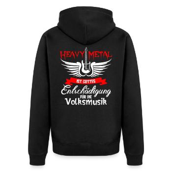 Heavy Metal ist Gottes für die Volksmusik - Unisex Premium Bio Zip Hoodie - Schwarz - Hinten - Nico (187cm)