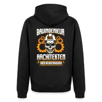 Lustiger Spruch für Bauingenieur Ingenieur - Unisex Premium Bio Zip Hoodie - Schwarz - Hinten - Nico (187cm)