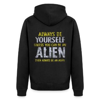 Alien - Unisex Premium Organic Zip Hoodie - black - Back - Nico (187cm)