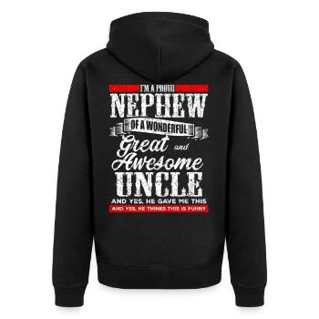 Funny gift for nephew - Unisex Premium Organic Zip Hoodie - black - Back - Nico (187cm)