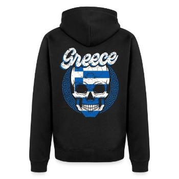 Griechenland - Unisex Premium Bio Zip Hoodie - Schwarz - Hinten - Nico (187cm)