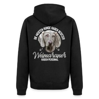 Weimaraner Hund Hunderasse - Unisex Premium Bio Zip Hoodie - Schwarz - Hinten - Nico (187cm)