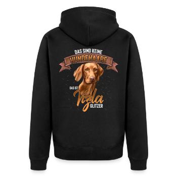 Vizsla Hund Hunderasse Geschenk - Unisex Premium Bio Zip Hoodie - Schwarz - Hinten - Nico (187cm)
