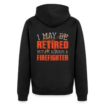 fire Department - Unisex Premium Organic Zip Hoodie - black - Back - Nico (187cm)