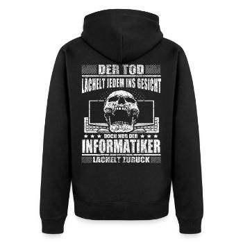 Informatiker - Unisex Premium Bio Zip Hoodie - Schwarz - Hinten - Nico (187cm)