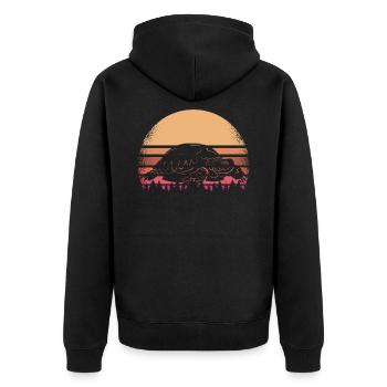 turtle - Unisex Premium Organic Zip Hoodie - black - Back - Nico (187cm)