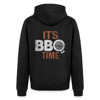 Grillen BBQ - Unisex Premium Bio Zip Hoodie - Schwarz - Hinten - Nico (187cm)
