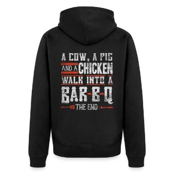 BBQ Grillen - Unisex Premium Bio Zip Hoodie - Schwarz - Hinten - Nico (187cm)