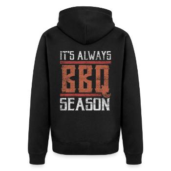 BBQ Grillen - Unisex Premium Bio Zip Hoodie - Schwarz - Hinten - Nico (187cm)