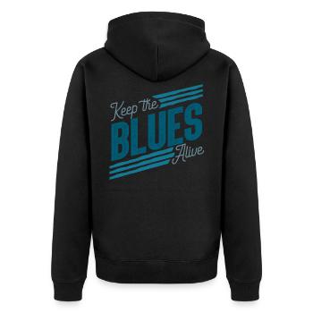 Blues - Unisex Premium Bio Zip Hoodie - Schwarz - Hinten - Nico (187cm)