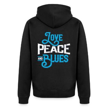 blues - Unisex Premium Organic Zip Hoodie - black - Back - Nico (187cm)