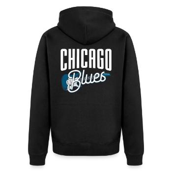 Blues Gitarre - Unisex Premium Bio Zip Hoodie - Schwarz - Hinten - Nico (187cm)