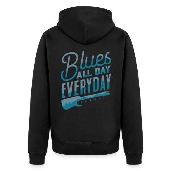 blues - Unisex Premium Organic Zip Hoodie - black - Back - Nico (187cm)