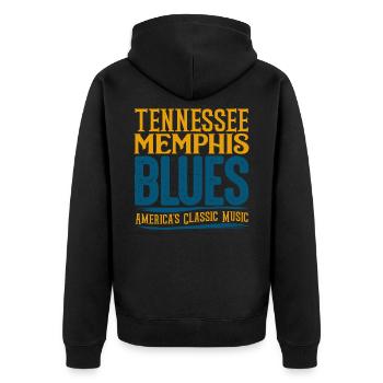 Blues - Unisex Premium Bio Zip Hoodie - Schwarz - Hinten - Nico (187cm)