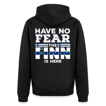 Keine Angst, der Finne ist hier. - Unisex Premium Bio Zip Hoodie - Schwarz - Hinten - Nico (187cm)