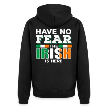 Irisch Irland - Unisex Premium Bio Zip Hoodie - Schwarz - Hinten - Nico (187cm)