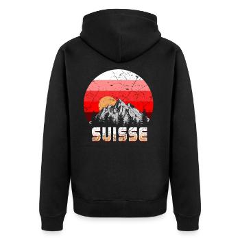 Suisse Suisse - Veste à capuche bio Premium Unisexe - noir - Dos - Nico (187cm)