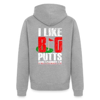 Lustiger Golfer Spruch - Unisex Premium Bio Zip Hoodie - Grau meliert - Hinten - Nico (187cm)